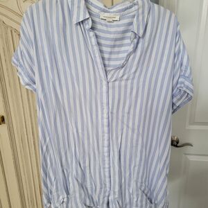 Light Blue & White Striped Button-Up Shirt